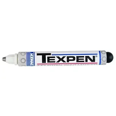 TEXPEN Industrial Steel Ball Tip Paint Marker, White, 3/32 in, Medium