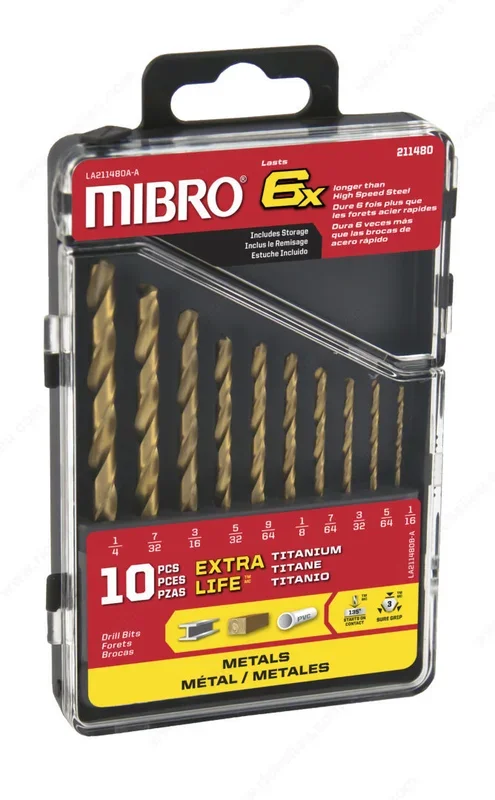 Titanium Nitride Coated Drill Bit Set – 10 Pieces by Richelieu