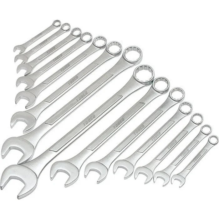 Tobeq CWFK6014 14-Piece SAE Raised Panel Combination Wrench Set, 3/8″ to 1-1/4″, with Roll Pouch