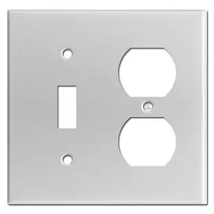 Toggle Duplex Outlet 2 Gang Switch Plates – Brushed Aluminum