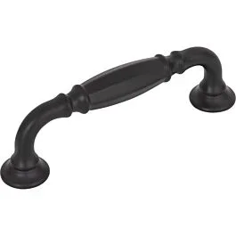 Top Knobs Barrow 3-3/4 Inch (96mm) Center to Center, Overall Length 4-5/8 Inch Flat Black Cabinet Pull/Handle