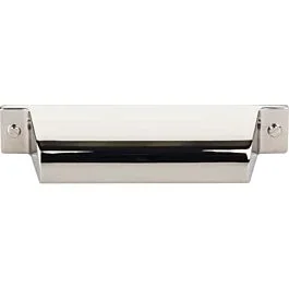 Top Knobs Channing Cup Pull Contemporary, Transitional Style 3-3/4 Inch (96mm) Center to Center, Overall Length 5-1/4″ Polished Nickel Cabinet Hardware Pull / Handle