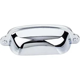 Top Knobs Cup Pull Traditional Style 2-9/16 Inch (65mm) Center to Center, Overall Length 3-3/4″ Polished Chrome Cabinet Hardware Pull / Handle