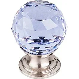Top Knobs Light Blue Crystal Knob Contemporary Style Brushed Satin Nickel Knob, 1-1/8 Inch Diameter