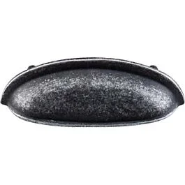 Top Knobs Somerset Cup Pull Traditional Style 3-Inch (76mm) Center to Center, Overall Length 4-5/8 in Black Iron Cabinet Hardware Pull / Handle