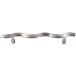Top Knobs Wave Pull Contemporary Style 5-1/16 Inch (128mm) Center to Center, Overall Length 7-1/4 in Brushed Satin Nickel Cabinet Hardware Pull / Handle