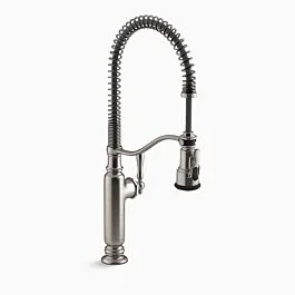 TOURNANT Semi-professional kitchen sink faucet with three-function sprayhead, Vibrant Stainless