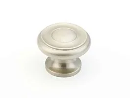 Traditional Satin Nickel Round Kitchen Cabinet Drawer Knob, 1-1/2″ Diameter