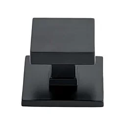 Transitional 1-25/32″ (45.5mm) Overall Length Flat Black, Square Cabinet Door Knob