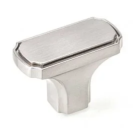 Transitional Brushed Nickel Cabinet Hardware Knob, 1-1/16 (43mm) Inch Overall Length