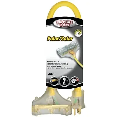 Tri-Source Polar/Solar Plus Multiple Outlet Cord, 2 ft, 3 Outlets