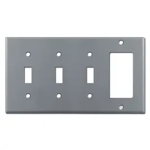 Triple Toggle Single Rocker Switch Plate Covers – Gray