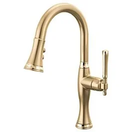 TULHAM Single Handle Pull-Down Prep Kitchen Faucet, Luxe Gold / Polished Gold