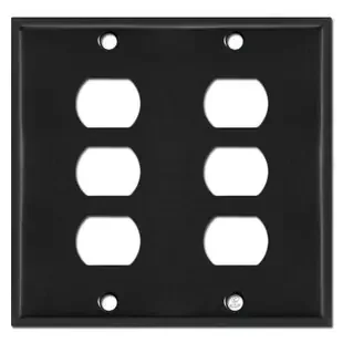 Two Gang 6 Despard Light Switch Plate Covers – Black