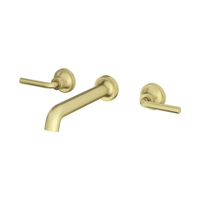 Two Handle Wall Mount Widespread Bathroom Sink Faucet in Brushed Gold – Pfister