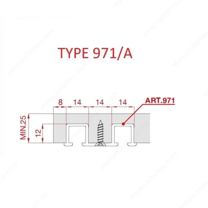 TYPE 971/A Aluminum Double Track – Richelieu Cabinet Hardware