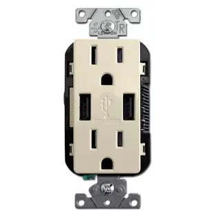 USB Charging Receptacle 15A TR Leviton – Light Almond
