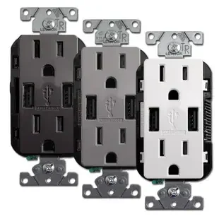 USB Wall Outlet Ports + Duplex Receptacle 15A TR Leviton T5632