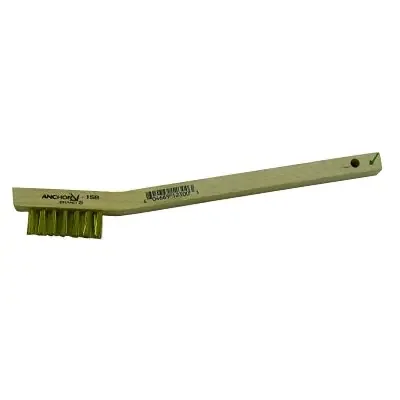 Utility Brush, 7-1/2 in L, 3 x7 Rows, Brass Bristles, Curved Wood Handle