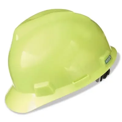 V-Gard Slotted Hard Hat Cap, Fas-Trac III Suspension, Hi-Viz Yellow Green
