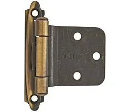 Variable Overlay Self-Closing, Face Mount 2-3/4 in (70 mm) Length Antique Brass Hinge – 2 Pack