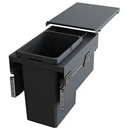 Vauth Sagel 31 QT Single Bin Top-Mount Waste Container Pullout with Soft-Closing for Frameless, Gray