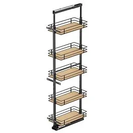 Vauth Sagel 8.5″ x 76.75″ 5-Shelf Scalea Pullout Pantry with PAM and Soft-Closing, Maple