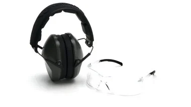 Venture Gear Combo Packs Low Profile Earmuff: OD Green/ Eyewear: Clear Safety Kit