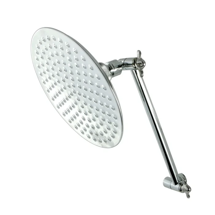 Victorian 7-3/4 Inch Round Raindrop Brass Shower Head with Adjustable Shower Arm – Polished Chrome