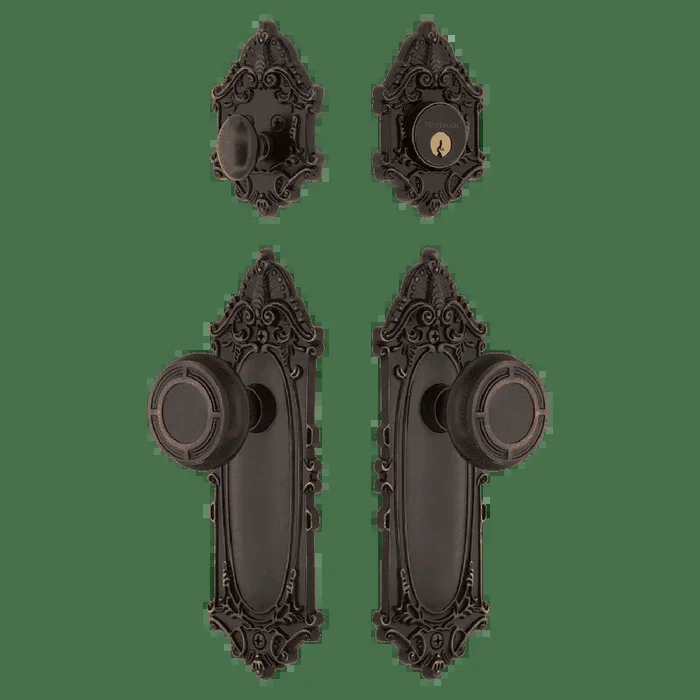 Victorian Entry Set with Mission Knob in Timeless Bronze