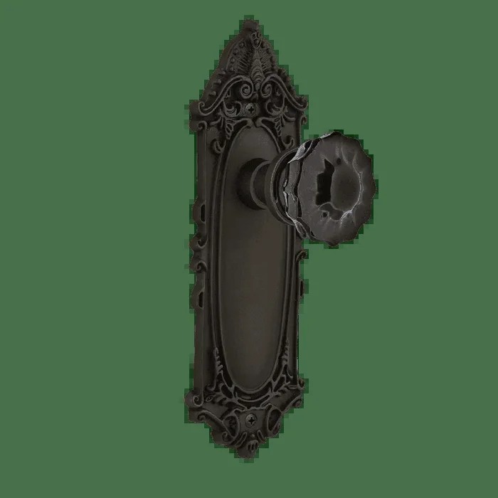 Victorian Long Plate with Black Crystal Knob in Oil-Rubbed Bronze – Nostalgic