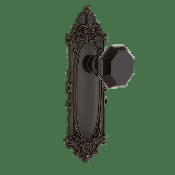 Victorian Long Plate with Black Waldorf Knob in Timeless Bronze – Nostalgic Hardware