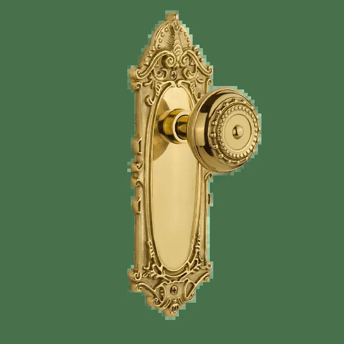 Victorian Long Plate with Meadows Knob – Unlacquered Brass, Single Dummy