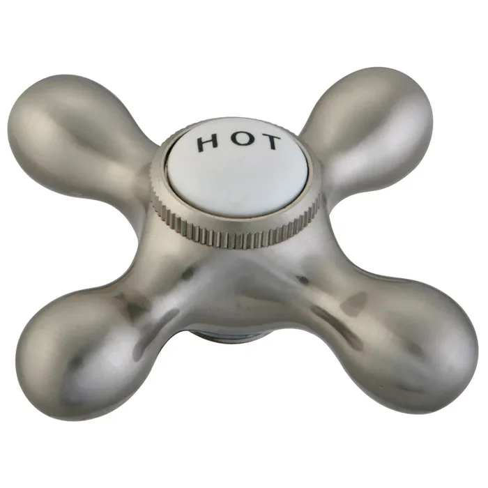 Vintage Brass Cross Handle (Hot Side) – Brushed Nickel by Kingston Brass
