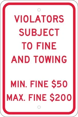 Violators Subject To Fine -18X12 – .080 Ref Alum Sign – TMS333J