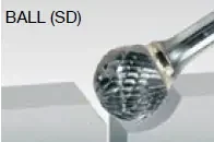 Walter 01V026 Tungsten Carbide Ball Burr, 1/4″ Shank Dia., 1/2″ Dia. x 7/16″ Length, SD-5 (1 Burr)