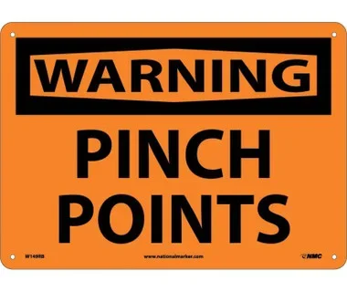 Warning: Pinch Points – 10X14 – Rigid Plastic – W149RB