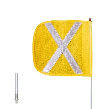 Warning Whip – General Purpose – 6′ – Non-Lighted – 12″ Yellow Flag – White X – Quick Disconnect – FS6X-QD-Y