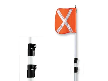 Warning Whip – General Purpose – Telescoping Pole – 21′ – Non-Lighted – 16″ Orange Flag – White X – TP21X-16-O
