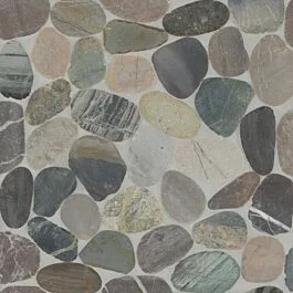 Waterbrook 12″ x 12″ Jumbo Sliced Pebble Mosaic in Grey Mix