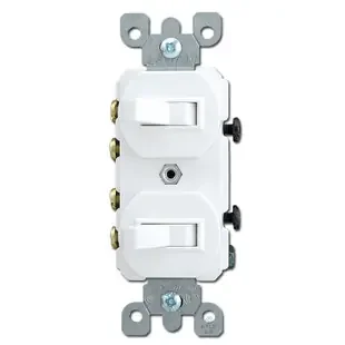 White Duplex Switch with Two 3 Way Toggles