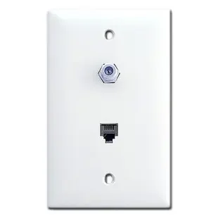 White Phone and Coax Cable Jack Wall Switch Plates
