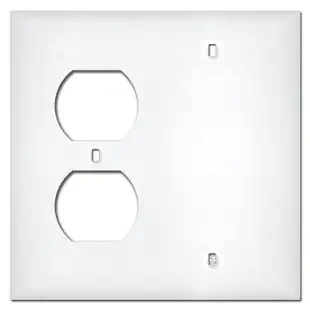 White Plastic 1 Outlet 1 Blank Wall Cover Plates