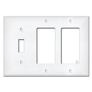 White Plastic 2 Rocker 1 Toggle Switch Plate
