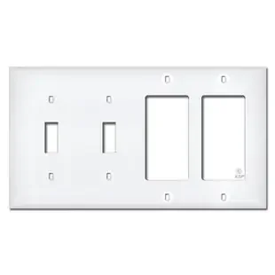 White Plastic 2 Rocker 2 Toggle Light Switch Cover