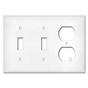 White Plastic 2 Toggle 1 Outlet Wall Plate