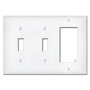 White Plastic 2 Toggle 1 Rocker Wall Plate