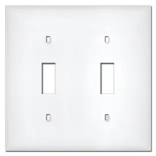White Plastic 2 Toggle Switch Plate Covers