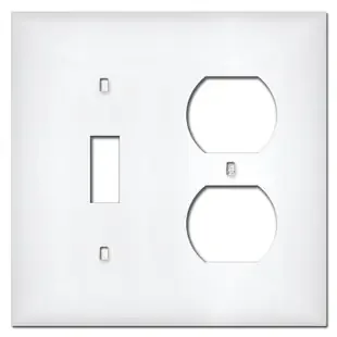 White Plastic Single Toggle Single Outlet Wall Plate Covers
