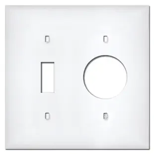 White Plastic Toggle + 1.4″ Round Outlet Cover Switch Plate